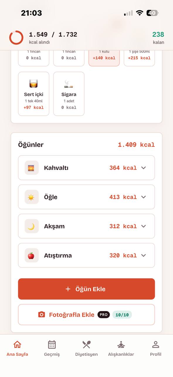 Splanchr Öğünler ve hızlı ekle screenshot