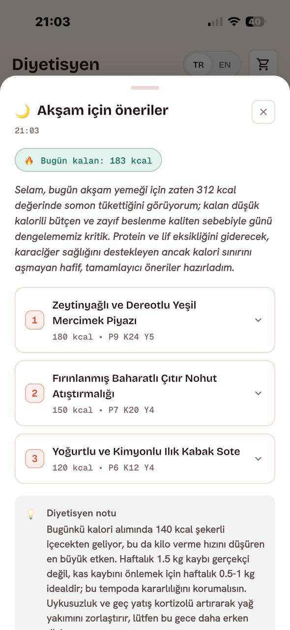 Splanchr Öğün önerileri screenshot
